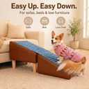 2-in-1 Dog Stairs for Bed & Couch, Foldable Leather Pet Ramp Steps