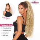 ALXNAN Claw Clip Ponytail,26 Inch Blonde with White Blonde Highlights Ponytail Extension for Women Synthetic Long Curly Wavy Clip in Ponytail Hair Extensions Hairpiece for Daily Party Use