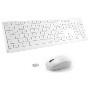 Wireless Keyboard and Mouse Combo for Windows, 2.4G FullSized External Cordless Computer Keyboard Mouse Combo for Laptop PC Desktop Chrome Mac, Number Pad 1600 DPI Silent Mouse USB Receiver (White)