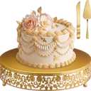 Wenqik 12 Inch Gold Cake Stand Set Metal Round Cupcake Dessert Stand with Cake Cutting, Flower Spatula Wedding Cupcake Pastry Display Candy Holder Display for Wedding Party Birthday Baby Shower