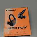 Skullcandy Push Play Active Wireless Earbuds, Bluetooth Headphones, Noise Isolating Fit, 34 Hrs Battery, Secure-Fit Over-Ear Hanger, Sweat Water Resistant, Microphone for iPhone Android - Black/Orange