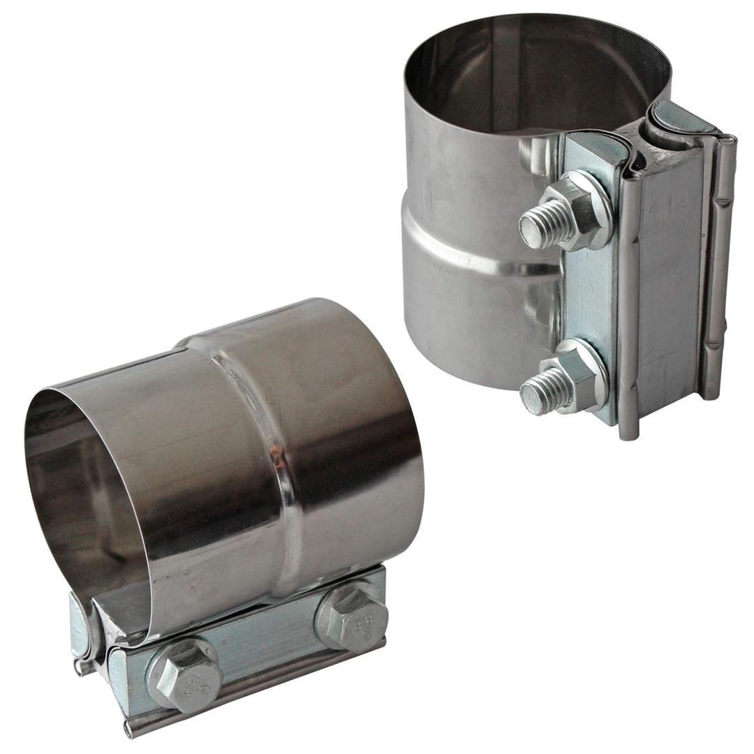 Exhaust Clamps Band Clamp 2.5" Lap Joint - Stainless Steel Lap Joint Exhaust Band Clamp with 1 Block 2Pcs for 2.5" Od to 2.5" Id Exhaust Pipe, Muffler, Elbow and Exhaust Tubing Connection(2 Pack)