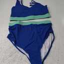 MOMOOD Maternity Two Piece Swimsuit High Waisted Strappy Bikini Set Bathing Suit 2XL Blue