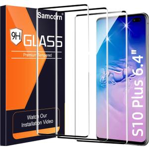 3 Pack Galaxy S10 Plus Screen Protector, 9H Tempered Glass, Ultrasonic Fingerprint Support, 3D Curved,HD Clear Scratch Resistant for Samsung S10 Plus Glass Screen Protector