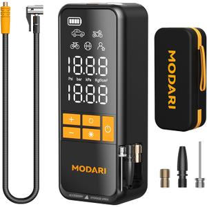 MODARI Tire Inflator Portable Air Compressor - 160 PSI Portable Tire Inflator for Car, Auto Shut-Off, Cordless Tire Inflators with Gauge for Car, Pickup, Bike and More, Black