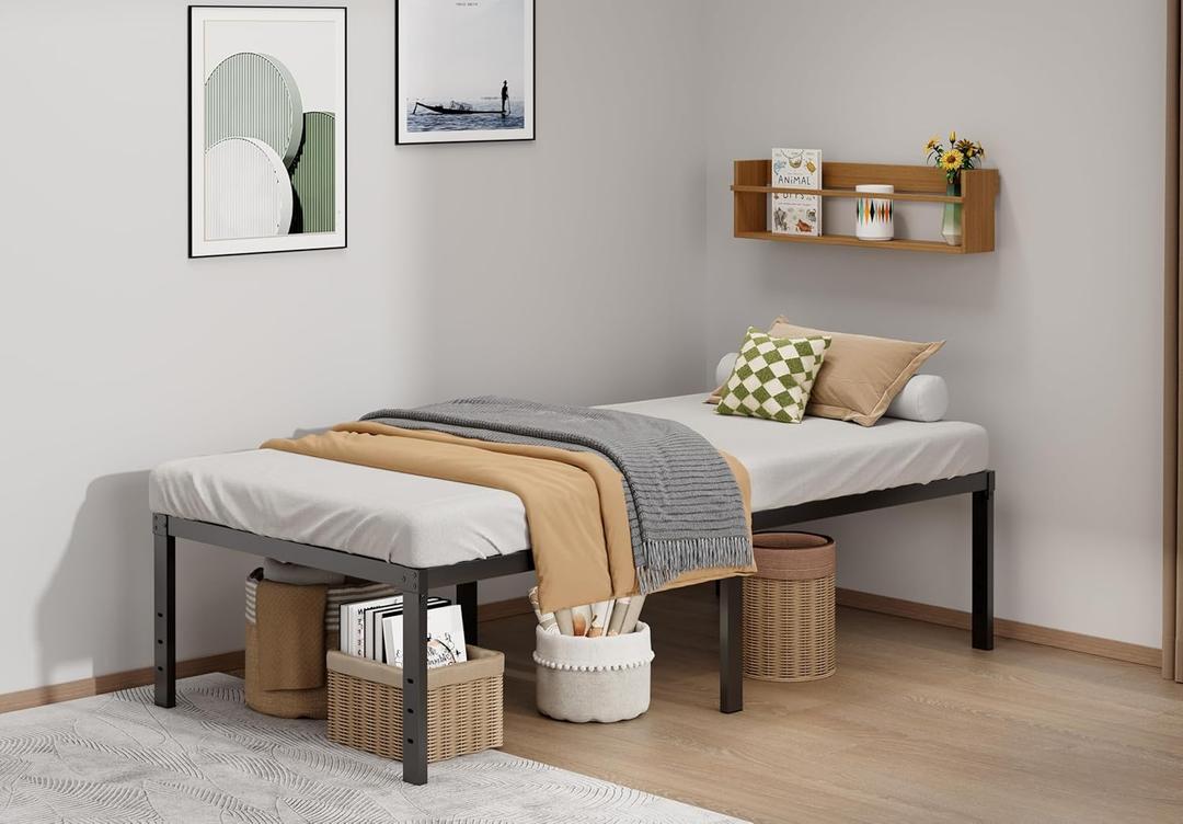 LUMUNANCE Metal Bed Frame Twin XL Size - 18 Inch Heavy-Duty Platform Bed Frame No Box Spring Needed, Easy Assembly, Noise-Free, Sturdy Mattress Foundation, Underbed Storage Space