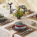 KINGSTONE Dinnerware Set for 6, Red Reactive Glaze Plates and Bowls Sets
