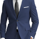 Wangyue Men's Tuxedo Top for Men One Button Blazer Formal Business Jacket Suit for Wedding Prom Dinner, Navy Blue, XXL