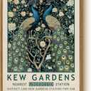 WHASAYART Vintage Peacock 12x16 Framed Canvas Wall Art Antique Painting, Kew Gardens Elegant Blue Peacocks Floral Botanical Bird Print Artwork, Retro Bathroom Bedroom Home Office Gallery Decor