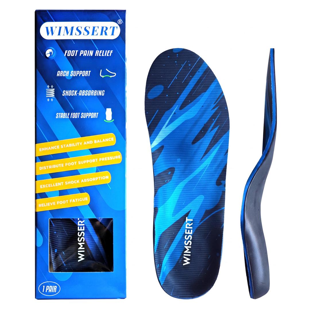 WIMSSERT Plantar Fasciitis Relief Insoles, 220+ lbs High Arch Support Inserts for Men Women, Orthotics Inserts for Flat Feet, Work Boot Shoe Insole for Men Women, Absorb Shock with Every Step