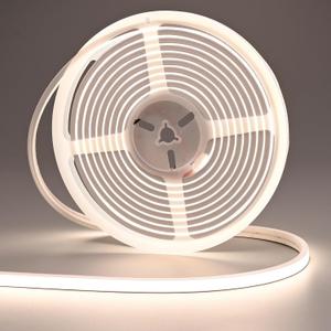 24V LED Neon Rope Light 16.4ft/5M, 4000K Natural White, 320LM/ft, IP67 Waterproof Outdoor, High CRI>93, Self-Adhesive Highlight Architecture, Accent Bars & Gardens