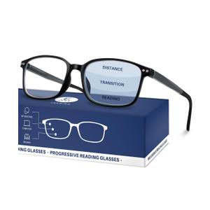 EASY READ TR90 Progressive Multifocal Reading Glasses for Men,Rectangular Blue Light Blocking Readers with Spring Hinge 1.00