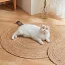 13.78In Cat Scratcher Pad - Hand-Woven Natural Cattail Mat, Spiral Texture Cat Scratching Board for Medium-Small Adult Cats, Cat Scratch Furniture Protector