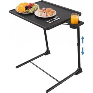 HUANUO TV Tray, Adjustable TV Tray Table - TV Dinner Tray on Bed & Sofa, Comfortable Folding TV Tray with 6 Height & 3 Tilt Angle Adjustments (Black)