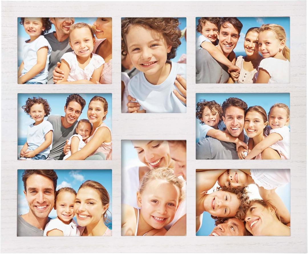 5x7 Picture Frame Collage for Wall Decor-Large Size 8 Openings White Picture Frame Wall Decor Multiple Photo Collage Frames for Wall Mounting - Home and Family Display