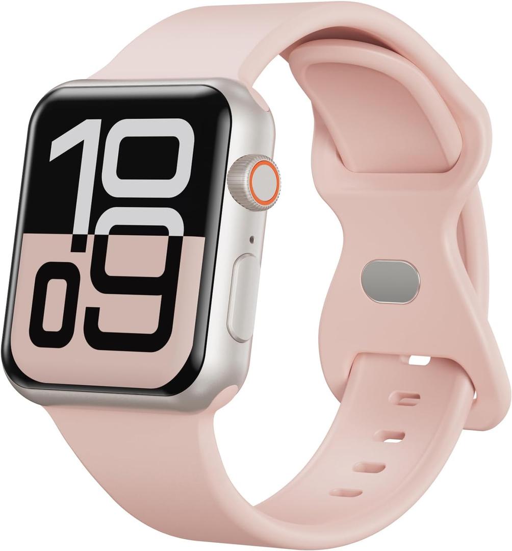 Patented Sport Silicone Band Compatible with Apple Watch Bands 40mm 38mm 41mm 42mm 44mm 45mm 46mm 49mm Women Men, Soft Waterproof Sport Strap for iWatch Bands Series 11 10 9 8 7 6 5 4 3 2 1 SE Ultra