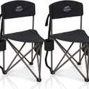 2 Pack Folding Camping Tripod Stool with Backrest & Cup Holder, Lightweight Portable Outdoor Chairs for Adults, Compact 3-Leg Seat for Fishing, Hunting, Hiking & Travel w/Bag - Black, Medium