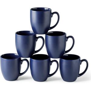 AmorArc 16oz Coffee Mugs Set of 6, Large Ceramic Coffee Mugs for Men, Women, Dad, Mom, Modern Coffee Mugs With Handle For Tea,Latte,Cappuccino,Cocoa. Dishwasher&Microwave Safe, Matte Blue