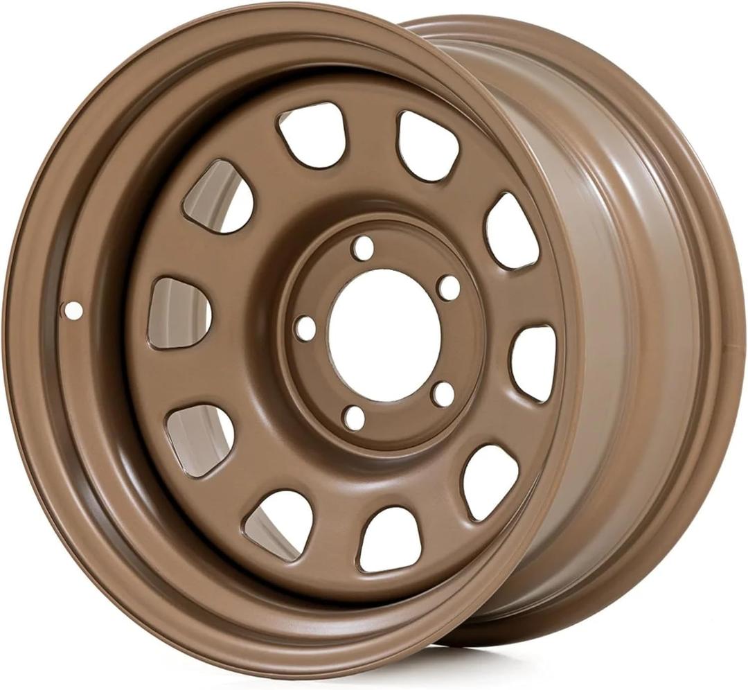 Rough Country Bronze Steel Wheel - 15x10, 5x4.5 Bolt Pattern, 39mm Offset, 3.30 Bore, Heavy-Duty D-Window Off-Road Rim for Trucks & Jeeps