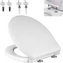 Universal Elongated Toilet Seat Replacement with Cover, One-Click to Quick Release SoftClose Oval Toilet Seat Compatible with TOTO/Kohler/Gerber, 2-pack Toilet Bolts and Nuts, Cotton White