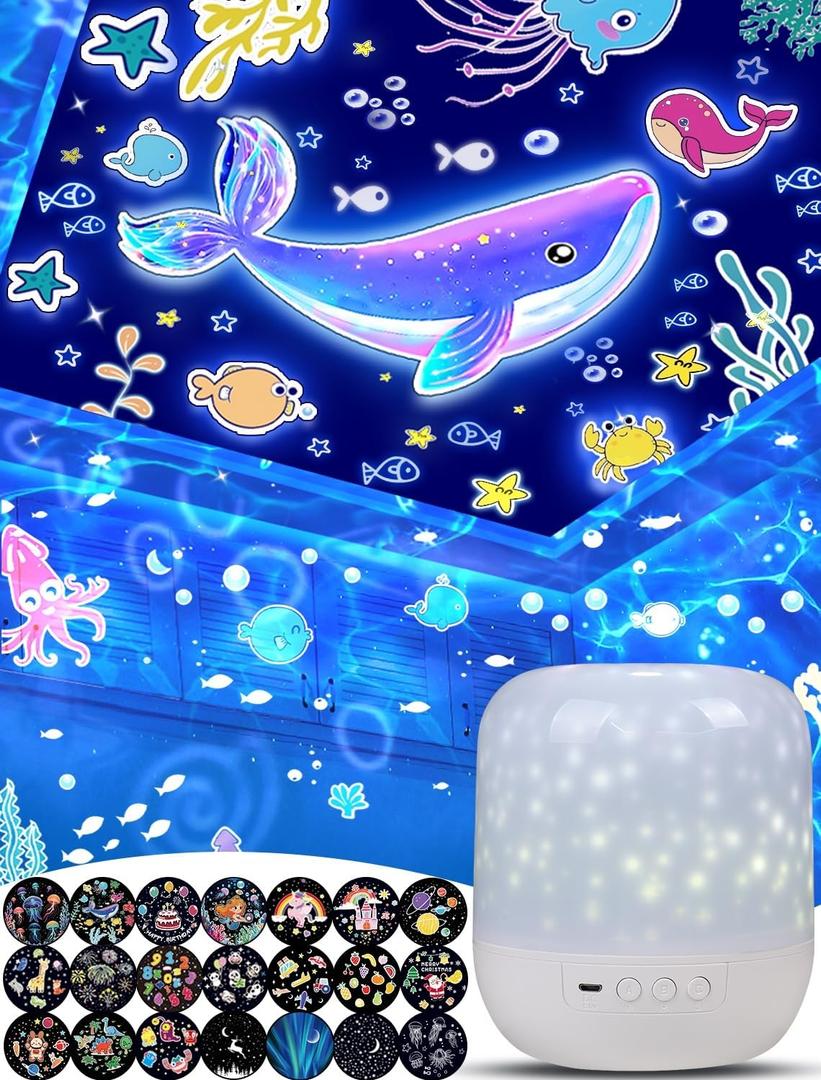 21 Sets of Films, Projector Night Light for Kids Bedroom, Ceiling, Star Galaxy Projector, Baby Night Light Projector, Light Projector for Kids Girls with 360° Rotating, Christmas, Nursery, Room Decor