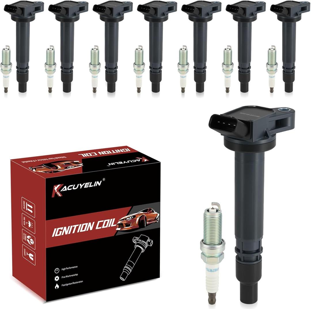 UF487 Ignition Coil Pack 90919A2002 and Iridium Spark Plugs Set of 8 Fit For Toyota Tundra 2010-2019,Sequoia 2008-2019, Land Cruiser 2008-2011 2013-2019&Lexus GX460, LS460, LX570 2007-2019 4.6L 5.7L V8