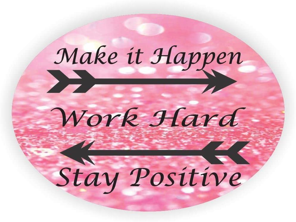 Sam Sandor - Make it Happen - Work Hard Stay Positive Pink - Round Mouse Pads, Mousepads, Mouse Mats (8L x 8W inches)