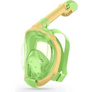Greatever Snorkeling Gear for KidsIdeal Gifts of Kids Snorkel MaskFull Face Snorkel Mask Kids with Camera MountSafe Breathing for Enchanting Travel (A7-Orange Green)
