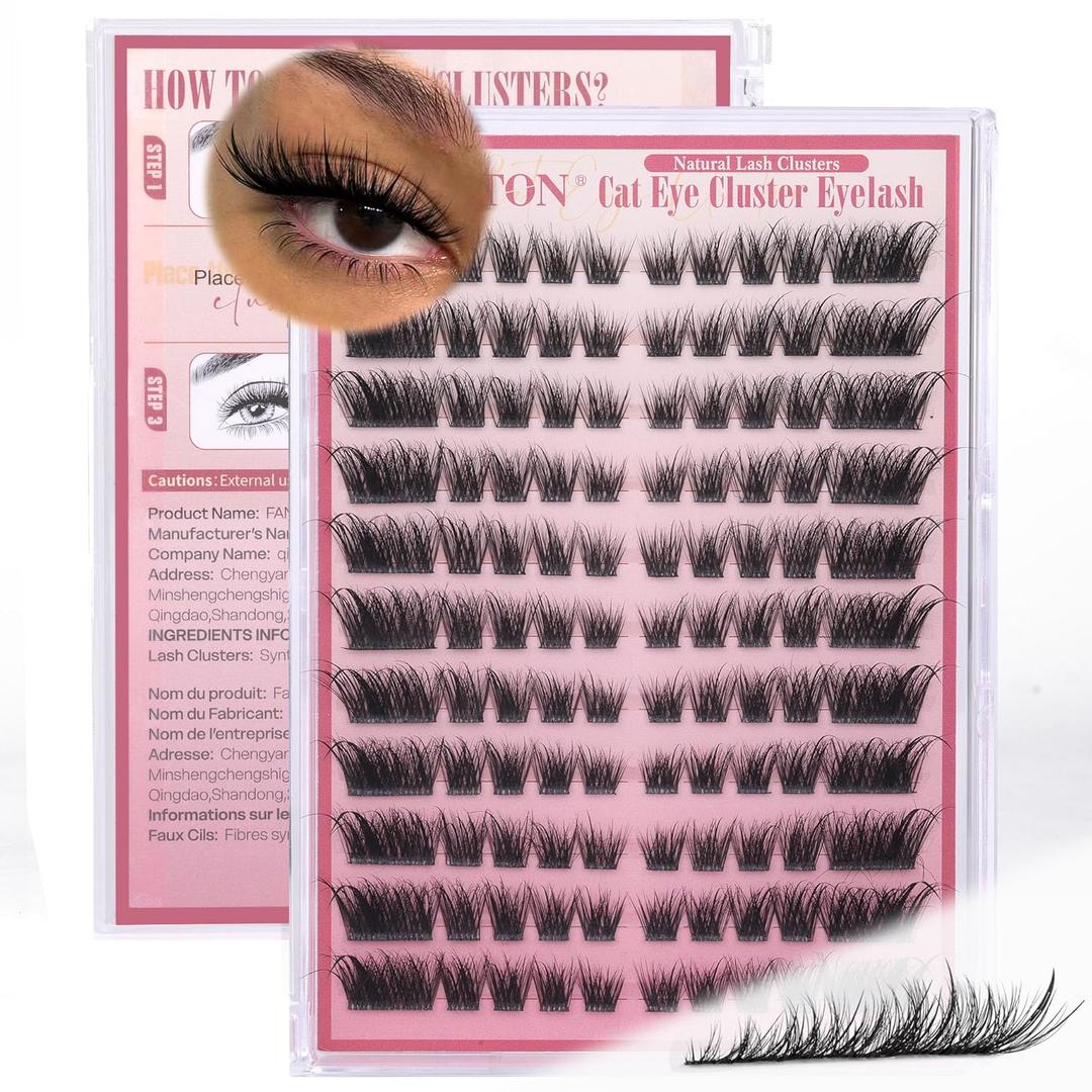 Cat Eye Eyelash Clusters Natural Wispy Manga Cluster Eyelash Extensions Fairy Lash Clusters 10-18mm DIY Individual Lash Extension Lightweight Lashes Clusters