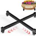 Plant Caddy With Wheels, 21" to 30" Heavy Duty Rolling Plant Dolly, Metal Plant Stand With 4 Lockable Caster Wheels, For Indoor Outdoor Large Pots Planter, Holds Up to 500 Lbs, Black Moving Dolly