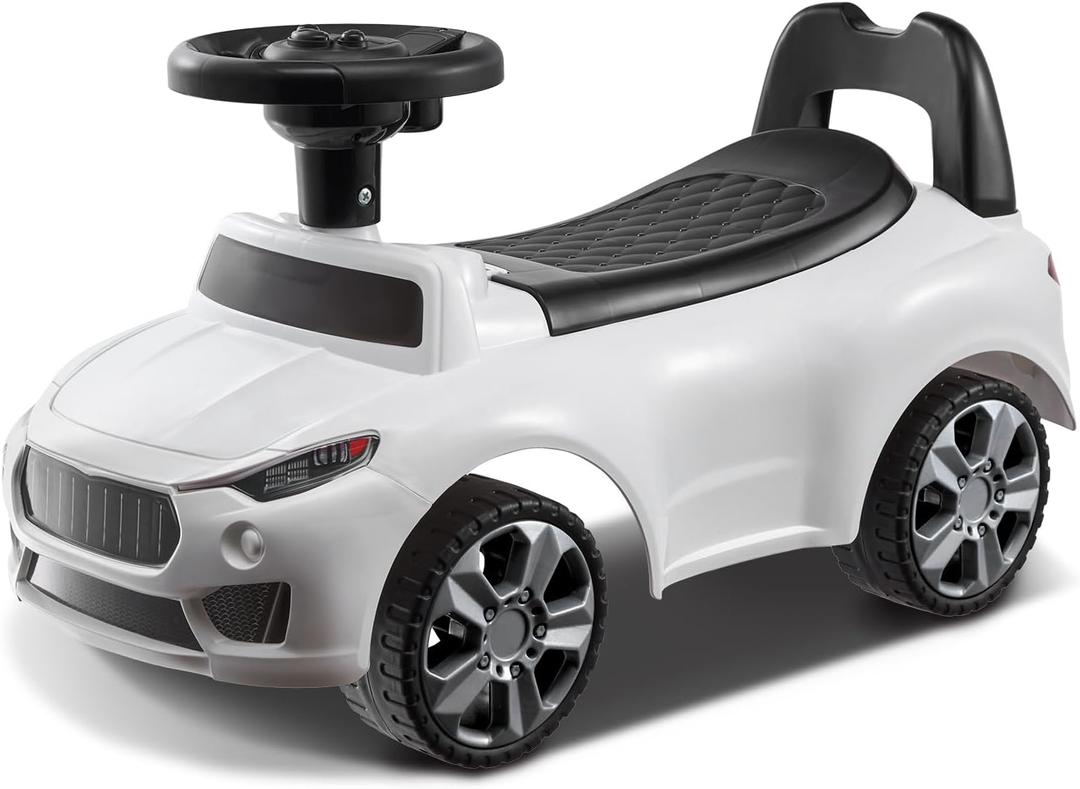 VEVOR Ride On Push Car for Toddlers, Ages 19+ Months, Racer, Sit to Stand Toy, Kids Car with Music Steering, Horn & Under Seat Storage, for Boys Girls, White