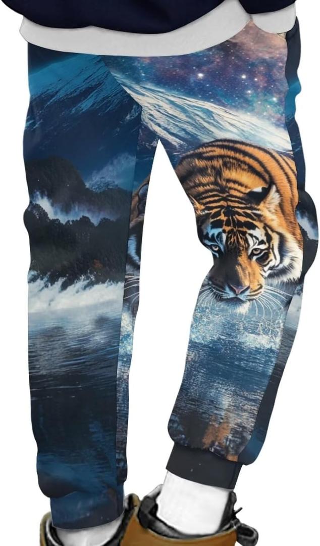 Cozeyat Kids Ankle Length Sports Pants with Pockets,High Waistband Aweatpants for Sports Jogger Trousers,Size 12-13T