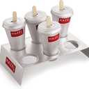 HAZEL Aluminium Kulfi Mould Set of 6 & 12 Ice cream Sticks | Reusable Ice Cream & Popsicle Maker | DIY Kulfi Molds for Homemade Frozen Treats, Ice Pops & Desserts (6 pcs Cone With Stand (Hole Lid))