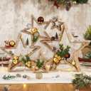 Vercraft 5 Pcs Farmhouse Star Table Decorations Lighted Star Wooden Table Sign Burlap Rope Boho Rustic Tabletop Centerpieces for DIY Crafts Fireplace Shelf Tiered Tray Home Decor