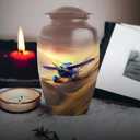 Vintage Airplane Cremation Urn, Adult Memorial Urn with Velvet Bag, Decorative Aviation Design
