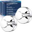 MOTAIPEAK Suction Cup Hooks for Shower, Removable Shower Towel Suction Hooks for Bathroom Wall, Kitchen, Glass, Mirror, Tile to Hang Robes, Loofah-Chrome(2-Pack)