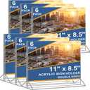 Horizontal Acrylic Sign Holder 8.5 x 11 - Double Sided T Shape Menu Table Stands, Plastic Paper Flyer Display Stand, Clear Picture Photo Frames for Wedding, Office, Store, Restaurant (6 Pack)