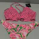 ZAFUL Women's Sexy Triangle Bikini Set Floral Print Spaghetti Strap 2 Piece Swimsuit Crisscross High Cut Bathing Suit, Size -M