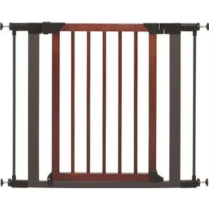 MidWest Homes for Pets 29-Inch Tall Pet Gate with Textured Graphite Frame and Decorative Wood Door, Expands to 38 Inches Wide, Includes 3-inch Extensions