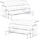 Suzile 8 Pcs Large Acrylic Display Riser Set 4 Sizes 12" Clear Rectangular Acrylic Display Shelf 4 mm Tiered Display Stands for Decor Cupcake Dessert Figures Perfume Candy Jewelry Shoe Showcase