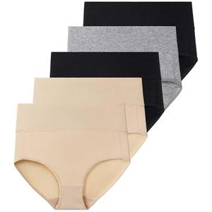 QOVOQ Women's High Waist Cotton Underwear Stretch Briefs Soft Comfy Ladies Panties Multipack Size 3XL