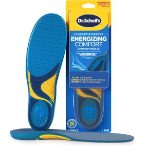 Dr. Scholls Energizing Comfort Womens Everyday Insoles with Massaging Gel - Clinically Proven, All-Day Energy and Comfort Inserts with Patented Triple Gel Design - Shock Absorbing, Arch Support (1 Pair (Pack of 2))