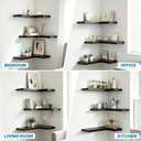 NATURE'S SOURCE Corner Floating Shelves with Invisible Brackets, Corner Shelves Wall Mounted Set of 3, Bedroom Bathroom Kitchen Living Room Office- Gothic Style 16.6" x 6" (Black)