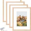 8x10 Picture Frame, OAK Wood Photo Frame 5x7 with Mat or 8x10 without Mat with Perspex Glass for Vertical or Horizontal Tabletop Wall Display for Photos, Paintings, Birthday Christmas Gift, Set of 4