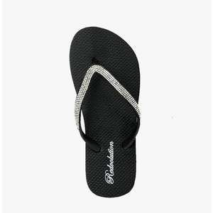 REDVOLUTION Girls' Rhinestone Sandals Platform T-Strap Jewel Sandals Beach Flip Flop 38-39