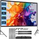 Outdoor Projector Screen with Stand, SCREENMAX 120 inch Foldable Projector Screens with Portable Carry Bag, 16:9 4k HD Rear Front Wrinkle-Free Projection Screen for Movie Night and Indoor Home Theater