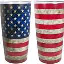 4th of July American Flag Tumbler 20oz Stainless Steel Patriotic Cup Memorial Veterans Father's Independence Day BBQ Camping Outdoor Travel with Lid Double-Wall Vacuum Insulated