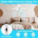 2 Set Portable Solar Ceiling Fan Kit 15w Monocrystalline Solar Panel USB Hanging Ceiling Fan with On/Off Button for Patio Camping Tent Chicken Coop Greenhouse Shed