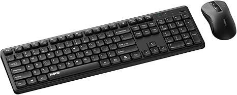 Rapoo X2100 Quiet Wireless Keyboard and Mouse Combo, 2.4GHz USB Receiver, 12 Multimedia Keys, SpillProof, FullSized, Compatible with PC, Laptop, Black
