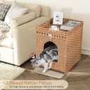 Snughome Cat Litter Box Enclosure Furniture Hidden with Litter Mat, Hidden Washroom Furniture with Door, Handwoven Rattan Cat Washroom Box, Indoor Pet House for Living Room, Bedroom (Natural)